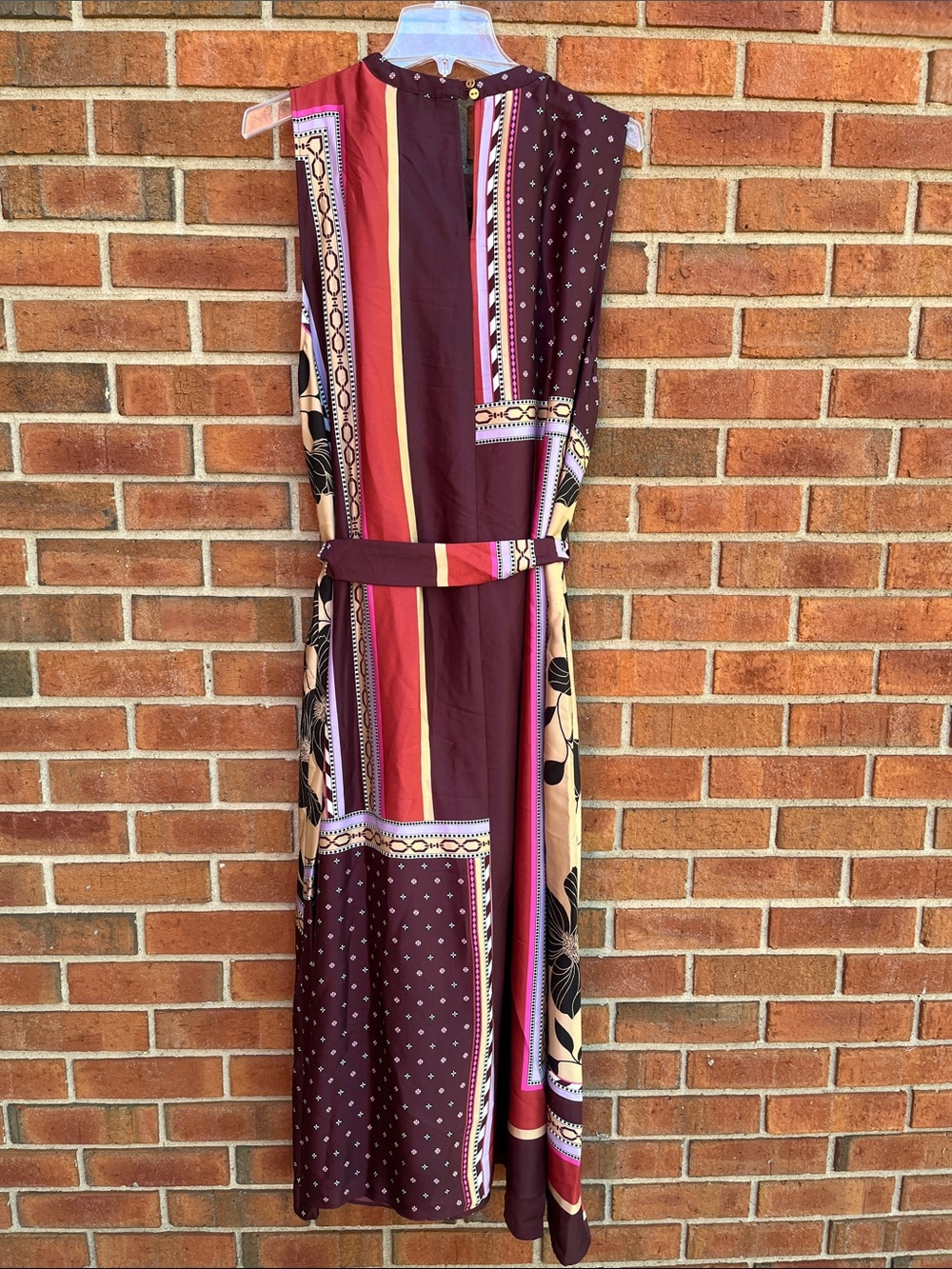 New! Ann Taylor Mixed Print Mock Neck Belted Flare Midi Dress size XXL - Picture 5 of 9